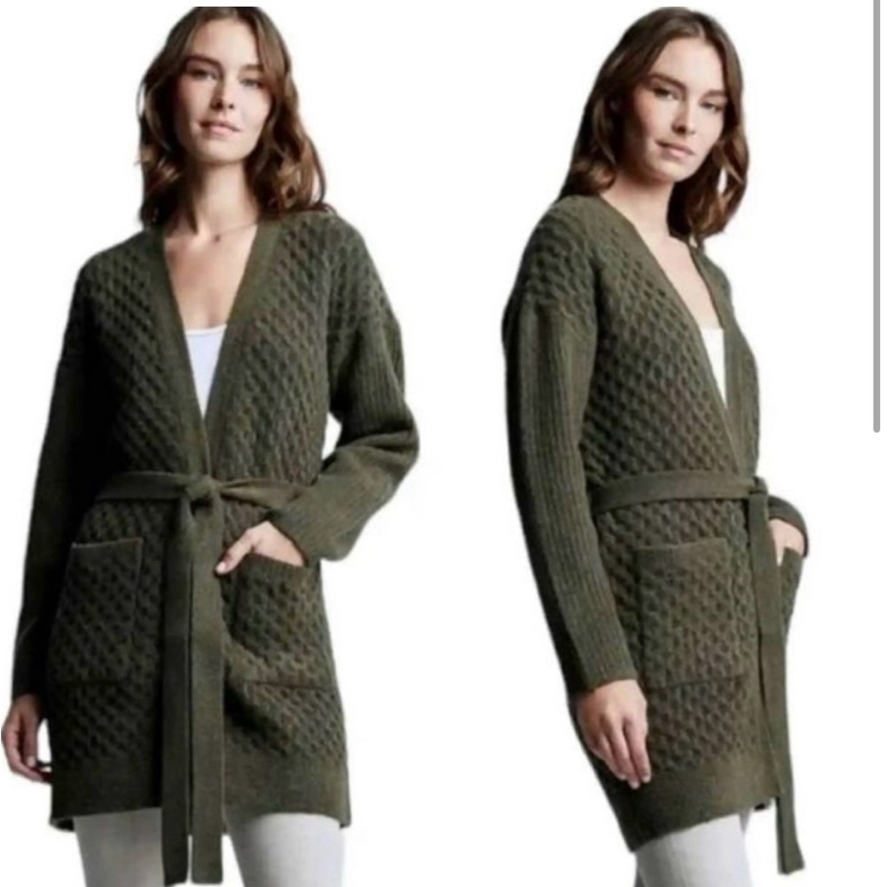 NWT L'AGENCE Juna Cable Cardigan in Olive green - large‎ reg $495